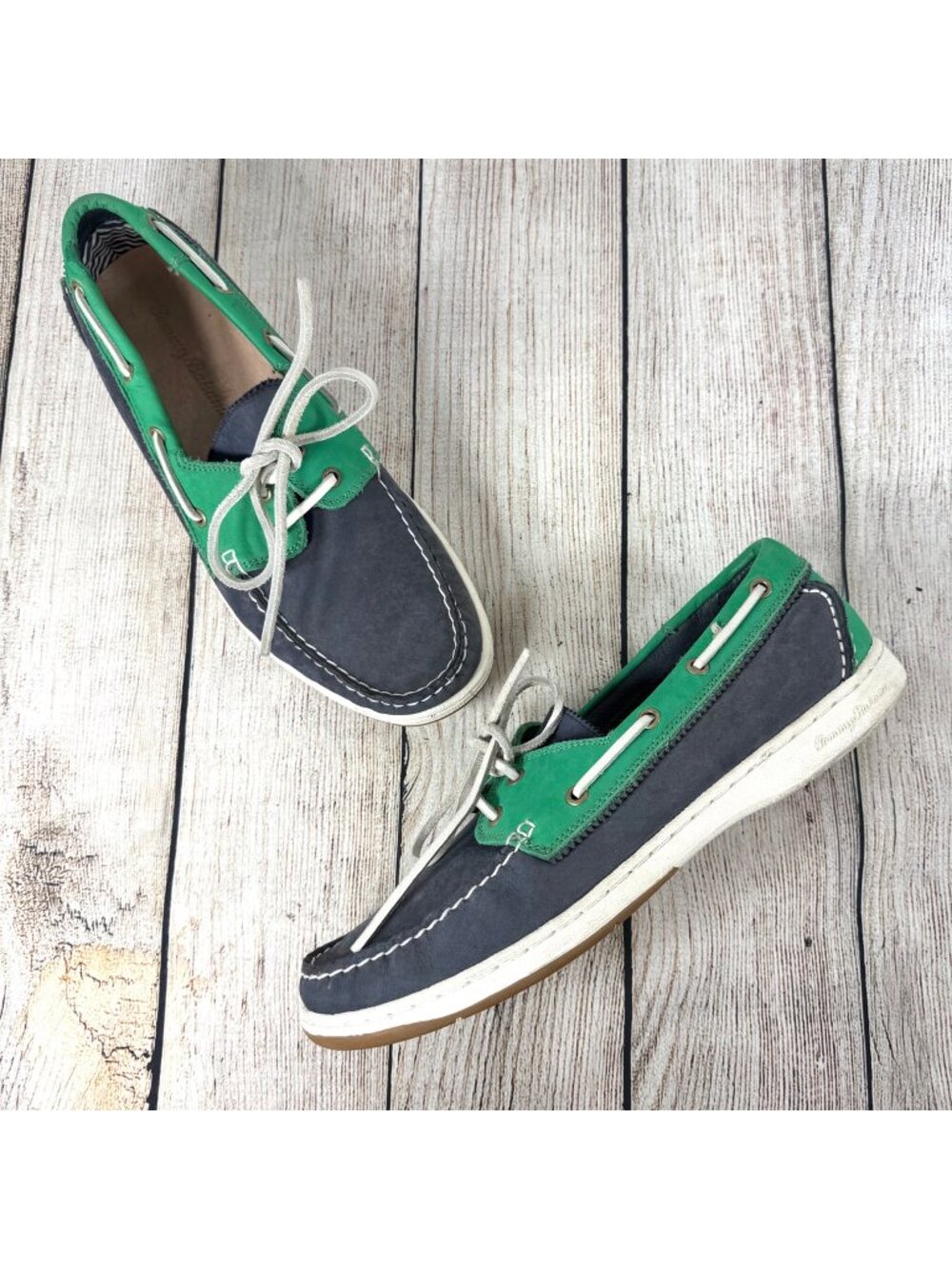 Tommy Bahama Mens Arlington Boat Shoes Navy Blue Green Colorway Size 12M